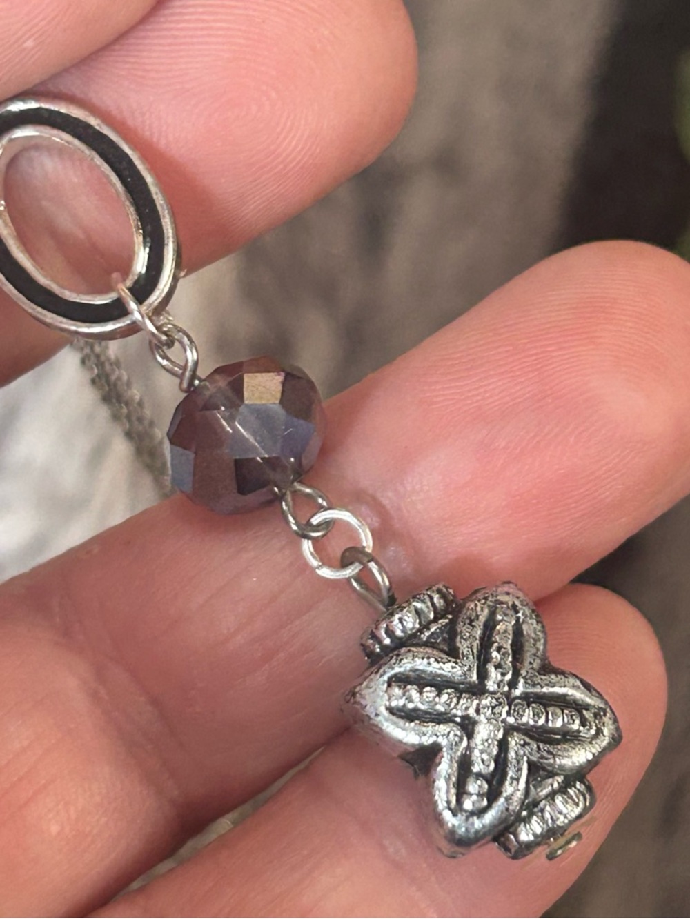 Handcrafted faceted glass crystal dangle pendant on chain necklace
